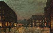 Boar Lane, Leeds, by lamplight. Signed and dated 'Atkinson Grimshaw 1881+' (lower right) signed and inscribed with title on reverse John Atkinson Grimshaw